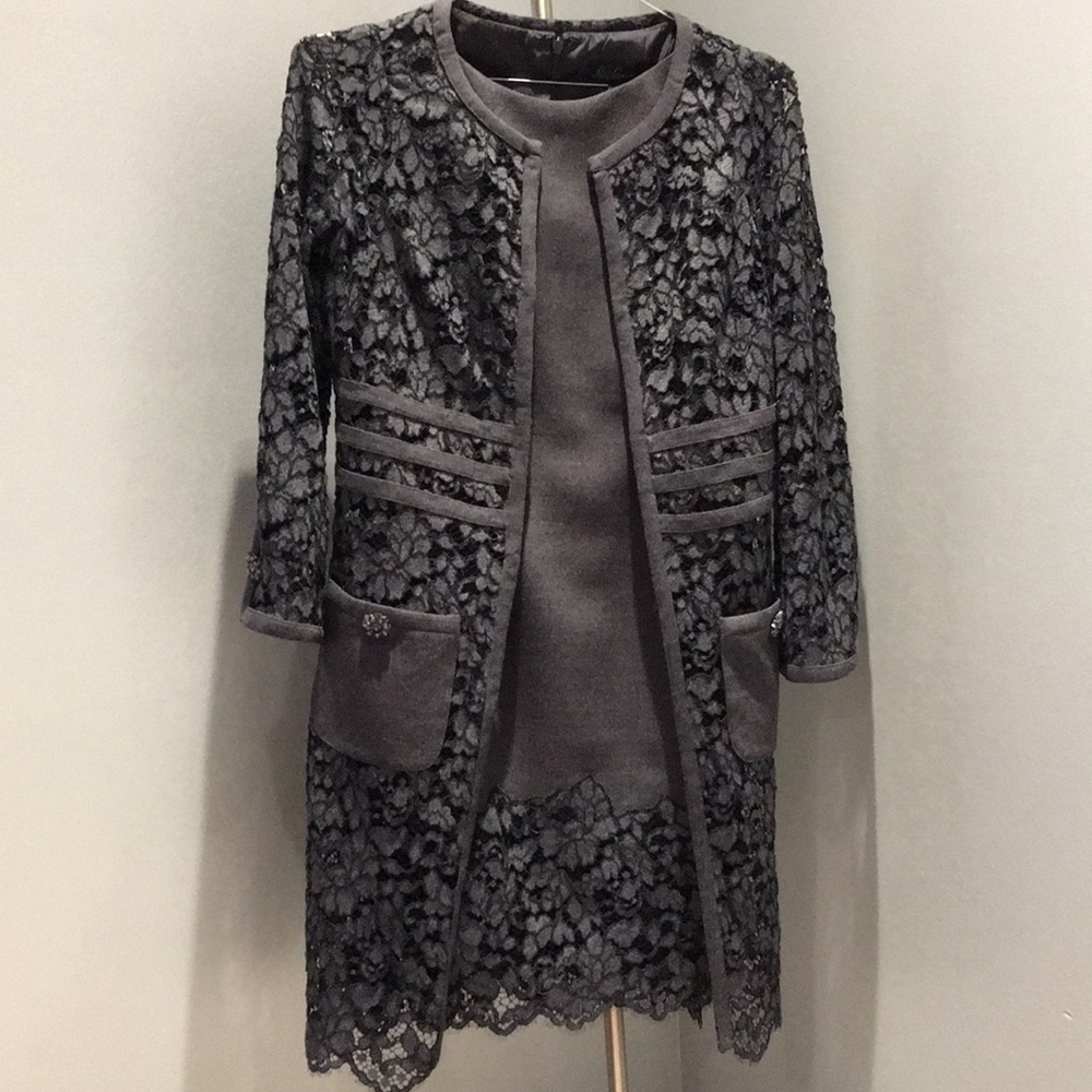 Lace tunic jacket and sleeveless dress